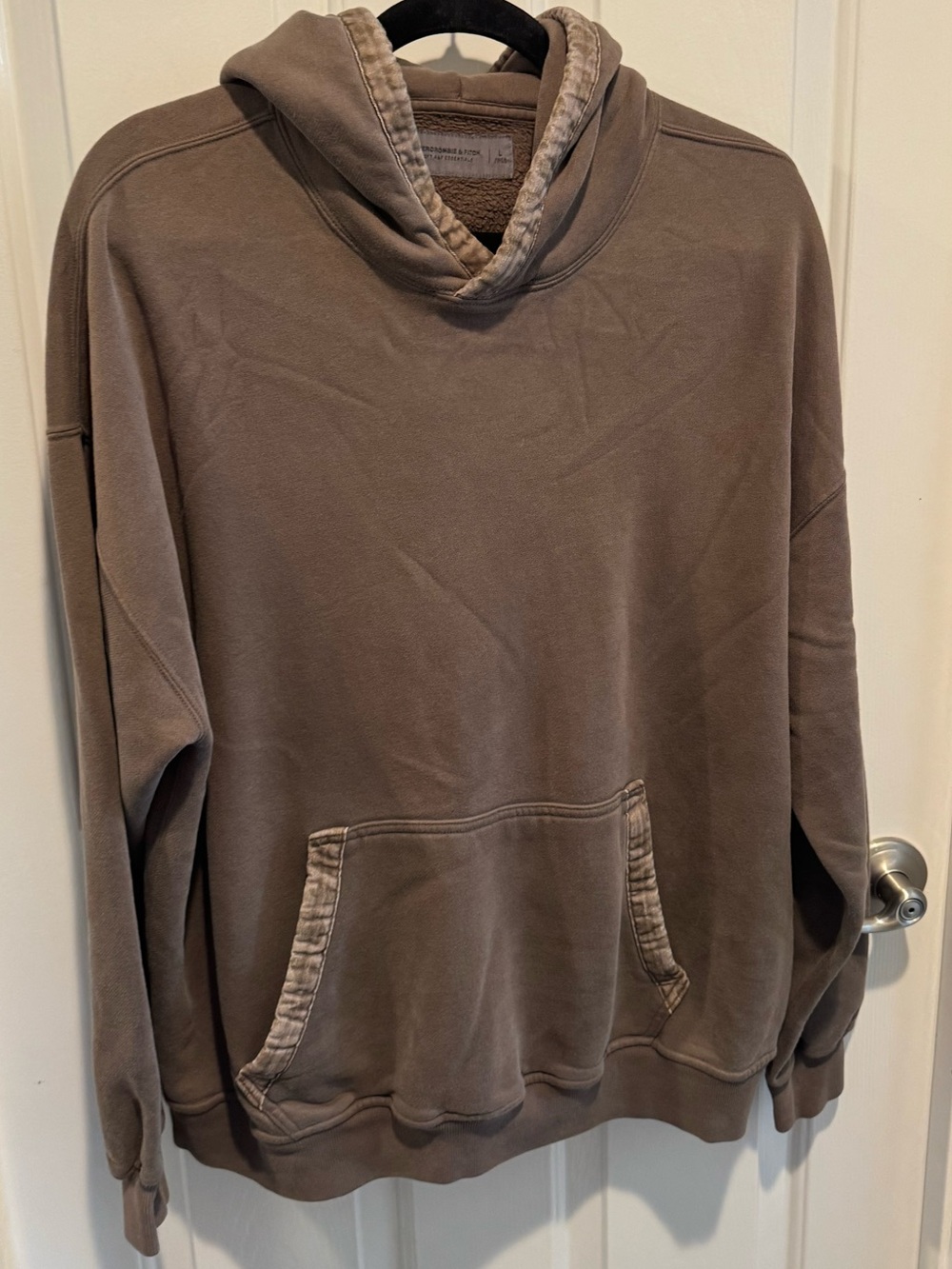 Mens Abercrombie & Fitch Soft Brown Hooded Pullover Sweatshirt Size L